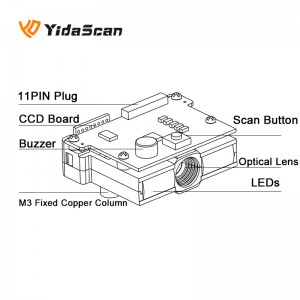 Moteur de lecture de codes-barres ES12 1D CCD